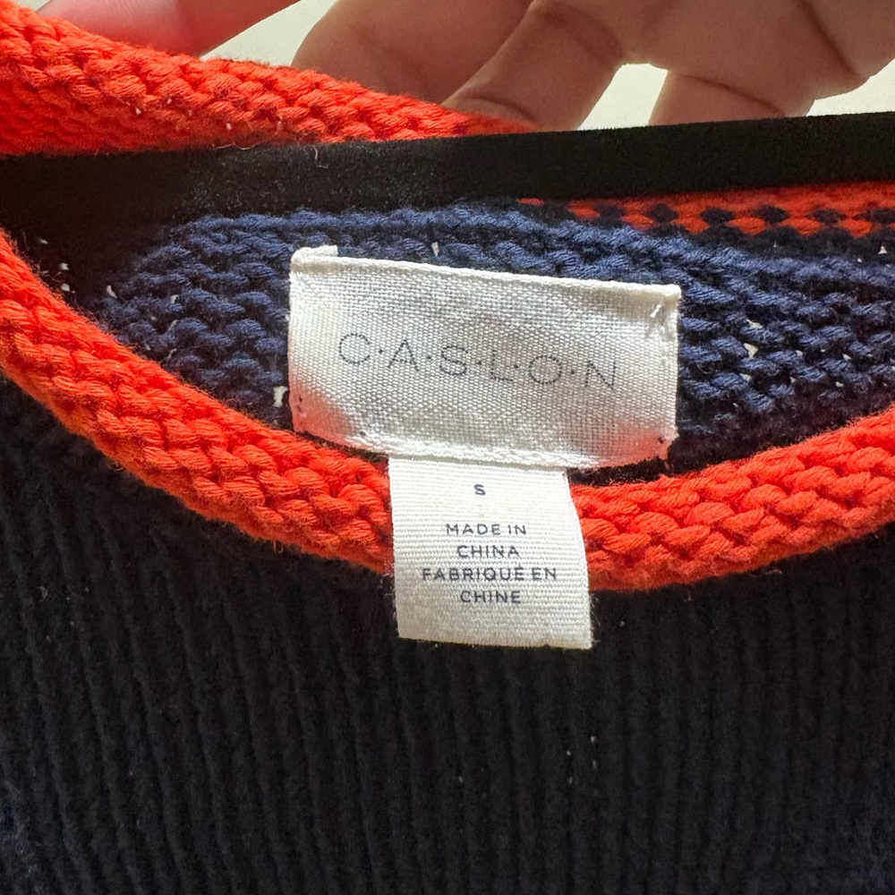 Caslon Easy Pima Cotton Roll Neck Striped Sweater in Navy Ivory Stripe - Picture 4 of 7